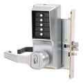 Mechanical Push Button Lockset, Satin Chrome, 1-3/4" to 2-1/4" For Door Thickness, 5 Number of Keys