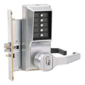 Mechanical Push Button Lockset, Satin Chrome, 1-3/8" to 2-1/4" For Door Thickness, 5 Number of Keys