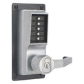 Mechanical Push Button Lockset, Satin Chrome, 1-3/8" to 2-1/4" For Door Thickness, 5 Number of Keys