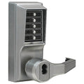 Mechanical Push Button Lockset, Satin Chrome, 1-3/8" to 2-1/4" For Door Thickness, 5 Number of Keys