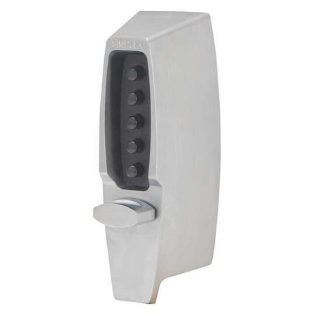 Mechanical Push Button Lockset, Satin Chrome, 1-3/8" to 2-1/4" For Door Thickness, 5 Number of Keys