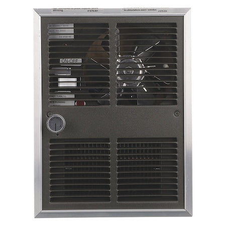 Recessed Electric Wall-Mount Heater, Recessed or Surface, 2250/500 W, 208V AC, Brown/Aluminum