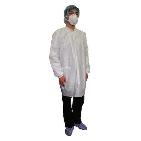Disposable Lab Coat, Basic SMS, White, XL