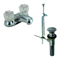 Manual Lavatory Faucet Integral Spout, Chrome 2 Holes, Acrylic Knob Handle