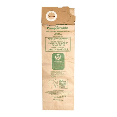 Compostable Filter Bag, Windsor 2003, PK5, 4-Ply, Vacuum Filter, 5 PK