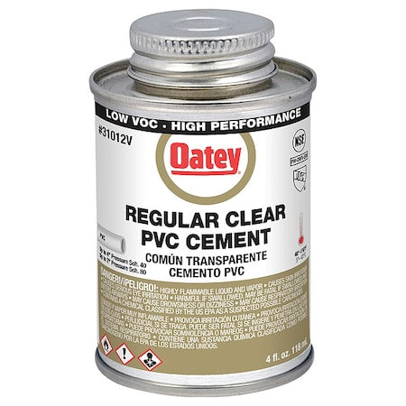 Pipe Cement, Can, 4 fl oz, Clear
