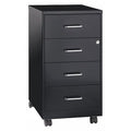 Mobile Organizer, 18" Deep, 4 Drawer, Black