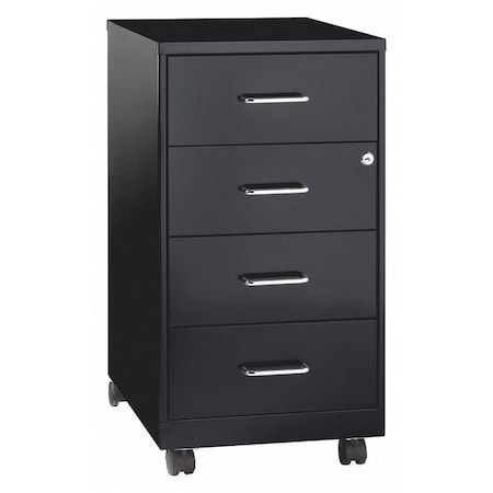 Mobile Organizer, 18" Deep, 4 Drawer, Black