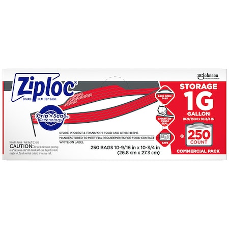 Reclosable Poly Bag, Zip Seal, 10-15/16" x 10-1/2", 1.75 mil Thickness, Clear, 250PK