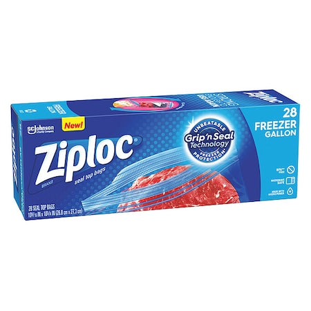 Zip Seal Reclosable Bag 10-9/16 in x 10-3/4 in, 2.6 mil, Clear, Pk28