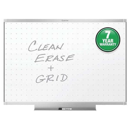 Grid Board, Melamine, 48 in, 72 in, Aluminum/Plastic Frame, White, Gloss