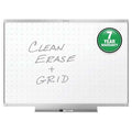 Dry Erase Board, Melamine, 36 in, 48 in, Aluminum/Plastic Frame, White, Gloss