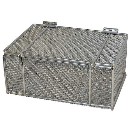 Rectangular Parts Washing Basket, #4 Mesh Size, Stainless Steel, Silver
