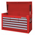 WESTWARD Top Chest, 9-Drawers, Powder Coated Red, 26" W x 12.5" D x 16.5" H