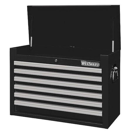 WESTWARD Top Chest, 6-Drawers, Powder Coated Black, 26" W x 16.5" D x 18.5" H