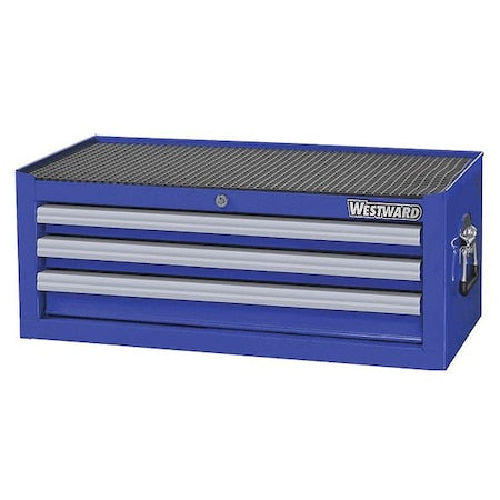 WESTWARD Intermediate Chest, 3-Drawers, Powder Coated Blue, 26.5" W x 17" D x 10.5" H