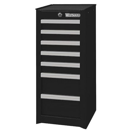 WESTWARD Side Cabinet, 7-Drawers, Powder Coated Black, 15.5" W x 18" D x 34" H
