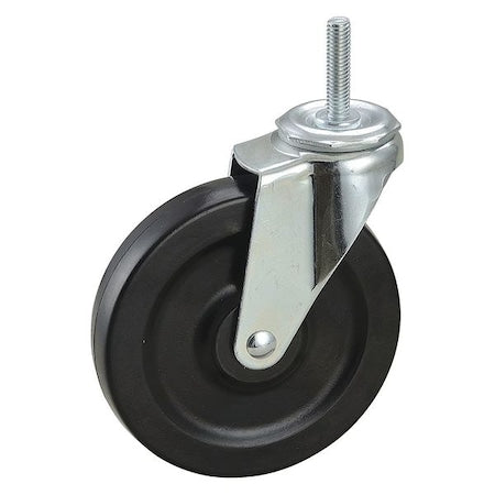 Swivel Stem Caster, Rubber, 5 in., 125 lb., Stem Dia.: 3/8 in