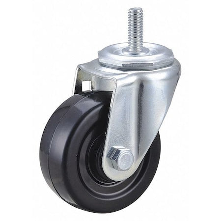 Swivel Stem Caster, Rubber, 3 in., 150 lb., Core Color: Black