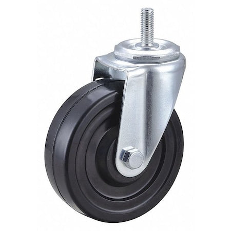 Swivel Stem Caster, Rubber, 4 in., 170 lb., Stem Dia.: 3/8 in