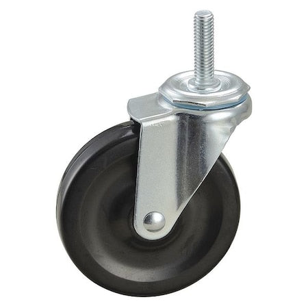 Stem Caster, 4"dia, Rubber, 115lb