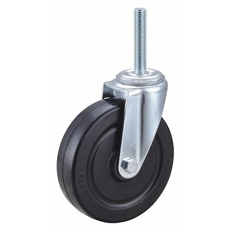 Swivel Stem Caster, Rubber, 5 in., 200 lb.