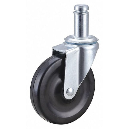 Stem Caster, 4"dia, Rubber, 115lb