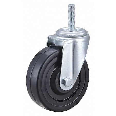 Swivel Stem Caster, Rubber, 4 in., 170 lb., Stem Dia.: 7/16 in