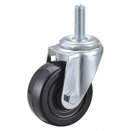 Swivel Stem Caster, Rubber, 3 in., 150 lb.