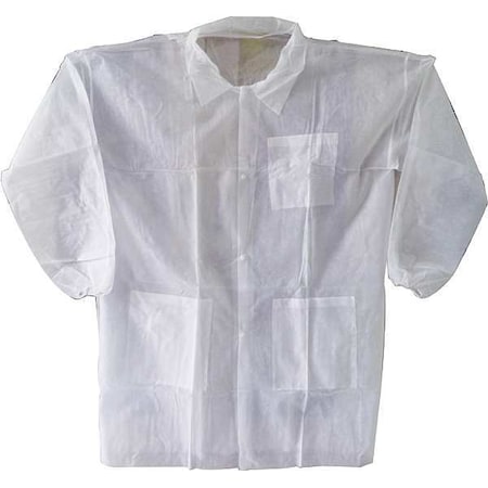 Condor Disposable Lab Coat, Polypropylene, Snaps Closure, White, 2XL, 30 PK