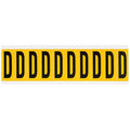 Letter Label, D, 2-1/4inH, Blck/Yellw, Vinyl