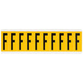 Letter Label, F, 2-1/4inH, Blck/Yellw, Vinyl