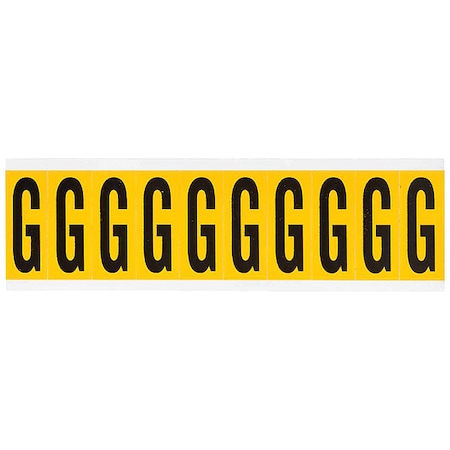 Letter Label, G, 2-1/4inH, Blck/Yellw, Vinyl
