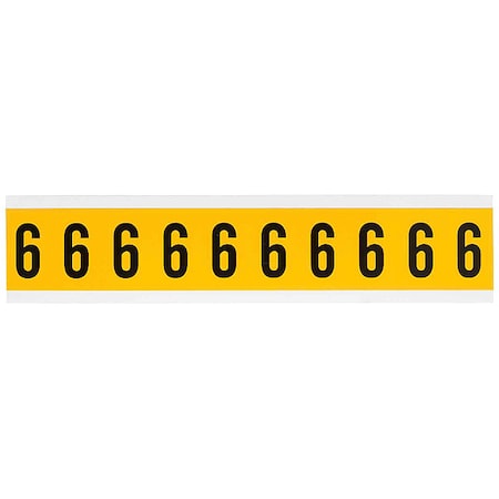 Number Label, 6, 1-1/2in.Hx7/8in.W, Vinyl