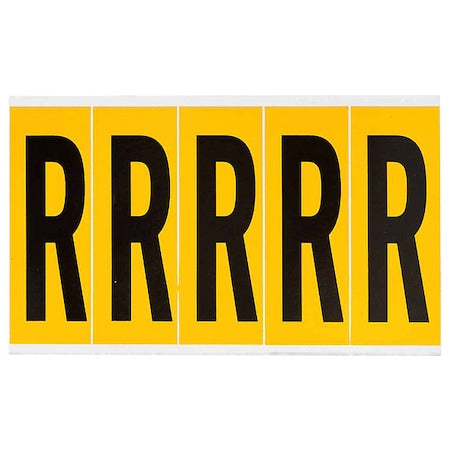 Letter Label, R, 5in.Hx1-3/4in.W, Vinyl