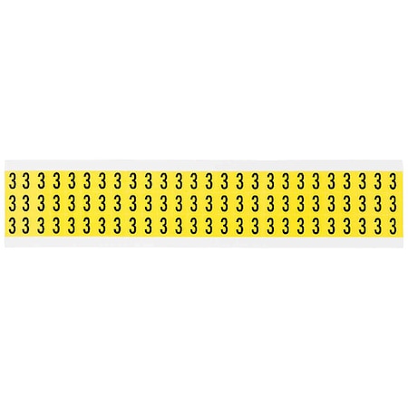 Number Label, 3, 1/2in.Hx11/32in.W, Vinyl