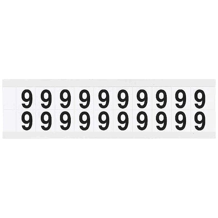 Number Label, 9, 3/4in.Hx21/32in.W, Vinyl
