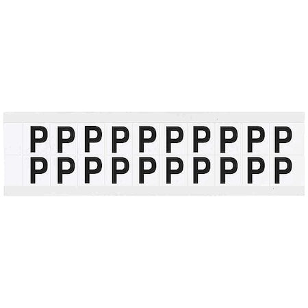 Letter Label, P, 3/4in.Hx21/32in.W, Vinyl