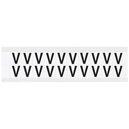 Letter Label, V, 3/4in.Hx21/32in.W, Vinyl