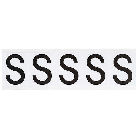 Letter Label, S, 2-1/4inHx1-13/16inW, Vinyl, PK5