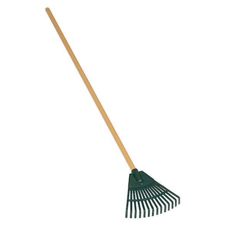 8 in Polypropylene Leaf Rake, 14 Tines, 42 in L Wood Handle