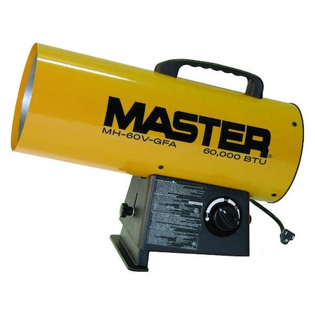 Forced Air Heater, Liquid Propane, 60,000 BtuH, 300 cfm, 7 7/64 in Wx