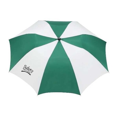 42 in Umbrella W/ Sleeve Cover and Wrist Strap, Green/White Polyester Canopy, Auto Open