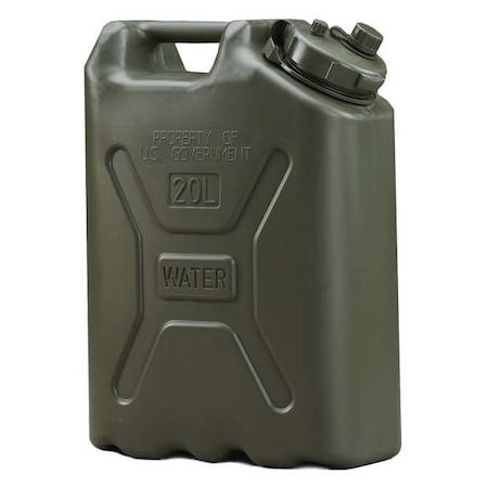 Water Container, 5 gal Capacity, 18 51/64 in H, 13 45/64 in L, 6 51/64 in W, Green