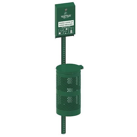 Pet Waste Disp. Station, Green, 3-1/2 gal.