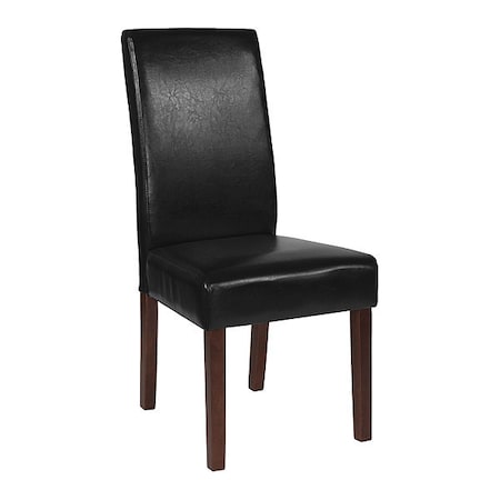 Black LeatherSoft Parsons Chair with Mahogany Legs