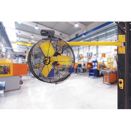 Standard-Duty Industrial Fan, Variable Speeds, Black, Controller, Mount
