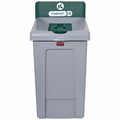 33 gal Rectangular Recycling Station, Flat with Top Opening, Green, 1 Openings