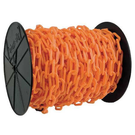 Plastic Chain, Safety Orange, 200 ft Length, Gloss