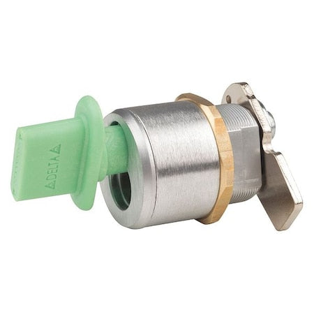 Interchangeable Core Keyed Cam Lock, Brushed Chrome, 1 1/4 in For Door Thickness, 0 Number of Keys